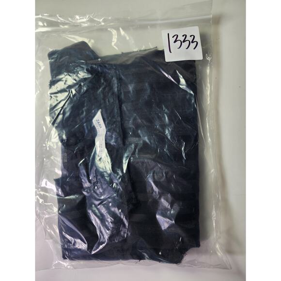 ZARA Women's Black Sheer Embellished Striped Night Out Oversized Fit SZ XS - Picture 9 of 9